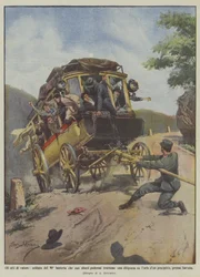 Acts of valor, soldier of the 90th infantry who with powerful efforts holds back a stagecoach